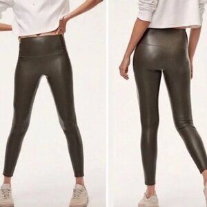 Aritzia WILFRED FREE Large Olive Green Daria Faux Leather High Waisted Leggings